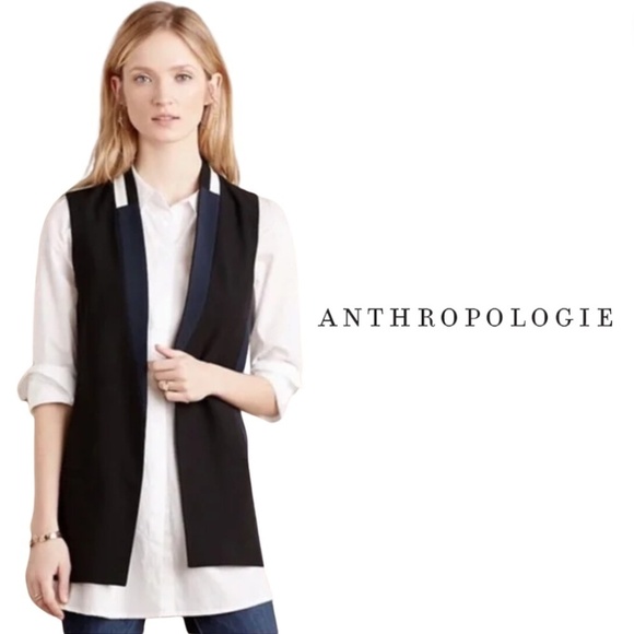 Anthropologie Elevenses Deba Color Block Long Vest - Size M - Picture 1 of 11